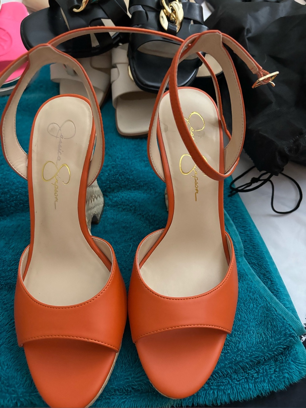 Jessica Simpson Orange Open-Toe Ankle-Strap Heels